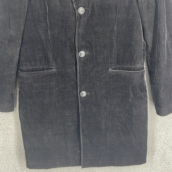 H&M brown corduroy three button long coat pockets men’s 38 medium collar jacket - Picture 3 of 14